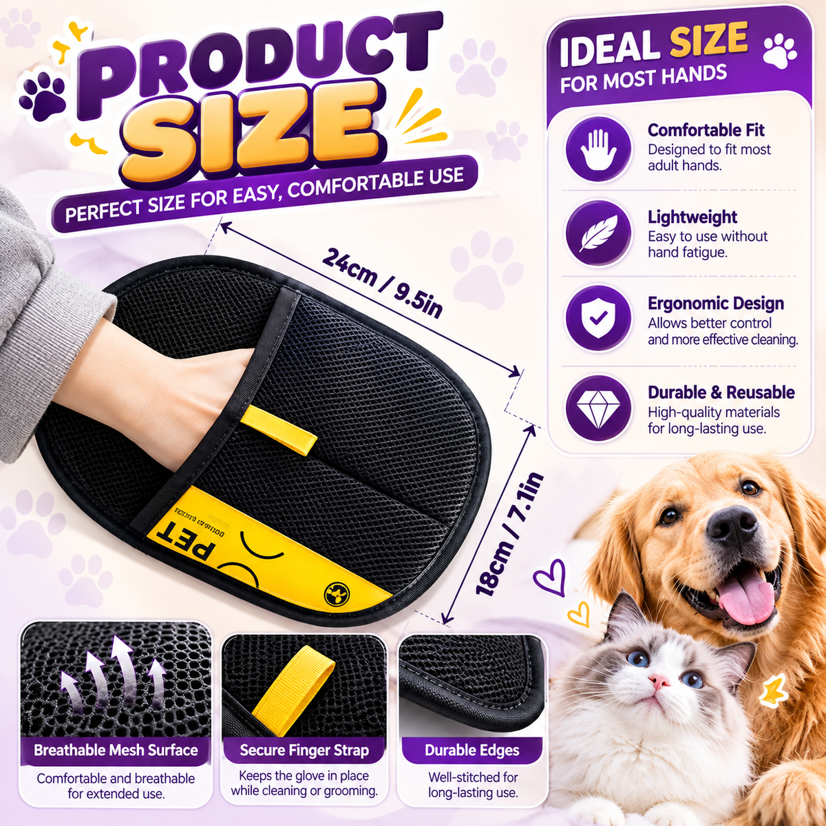 2-in-1 Pet Hair Remover Glove & Lint Roller